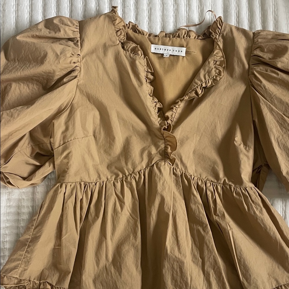 Endless Rose Camel Ruffled Top